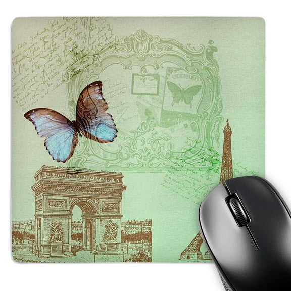 3dRose, Vintage Paris Butterfly- Eiffel Tower, MousePad