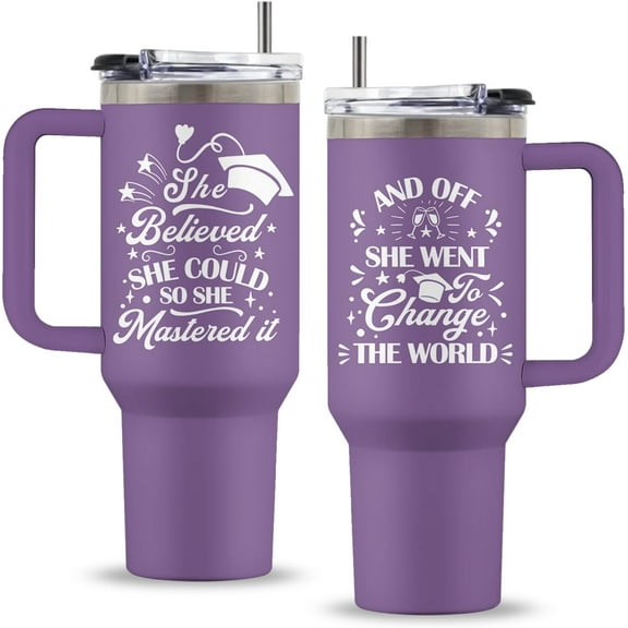 Graduation Gifts, 40 Oz Graduation Laser Engrave Tumbler with Handle & Straw, 2025 Graduate Gift, Birthday Gift for Graduate, Gifts for Mothers Day