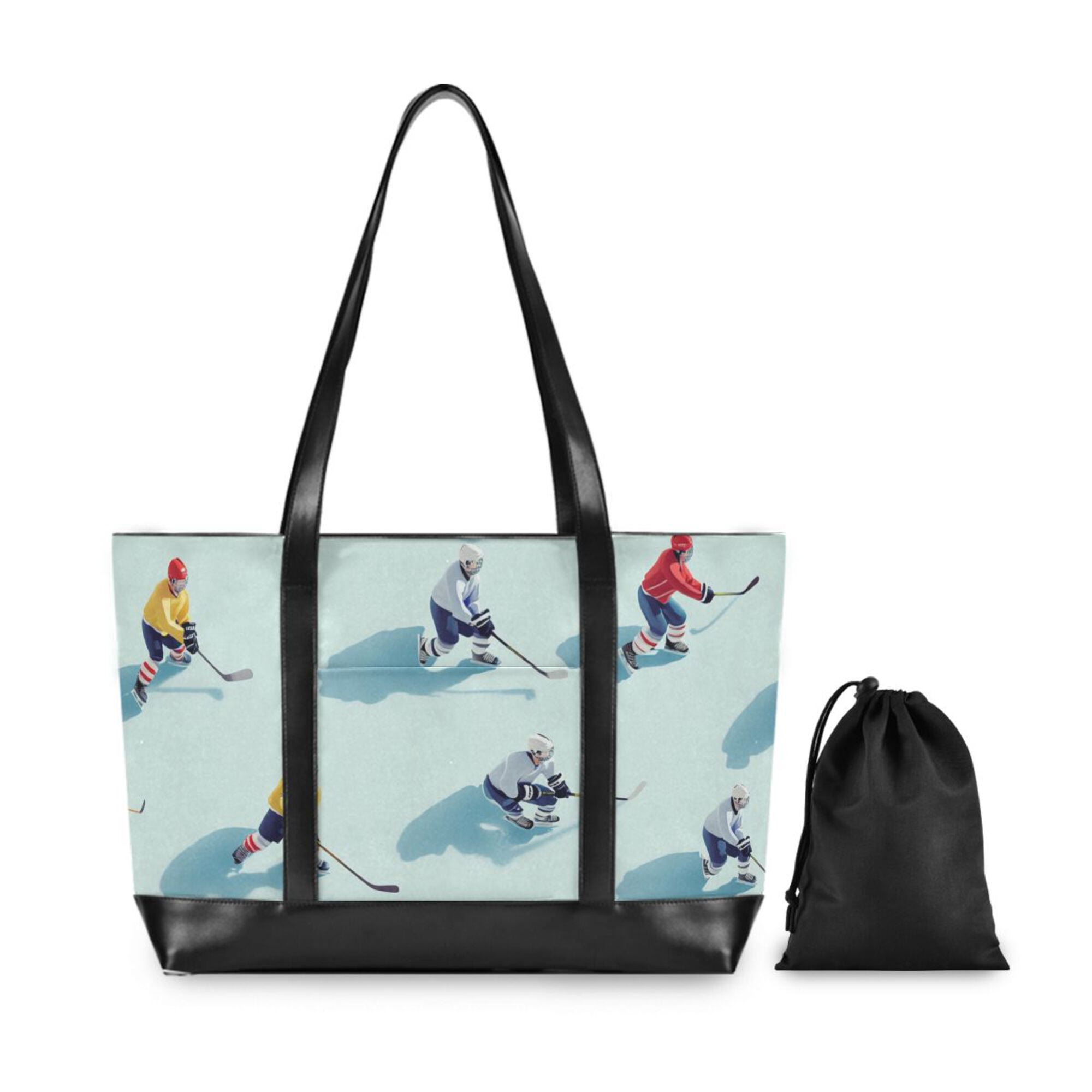 FORMRS Canvas Laptop Tote Bag for Women with 15.6" Computer Compartments Shoulder Handbag, Ice Hockey