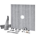 thumbnail image 1 of KFFKFF Shower Enclosure Kit, 72"x72" Base with 2" PVC Drain Flange, 4" Metal Drain Cover, Water-Resistant Barrier & Membrane & Sealing Strip, Inclined Shower Base Rods for Bathrooms, 1 of 9