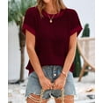 thumbnail image 3 of Womens Short Sleeve Sweater Spring Summer 2025 Round Neck Striped Pullover Cap Sleeve Knit Sweater Vest Tops, 3 of 8