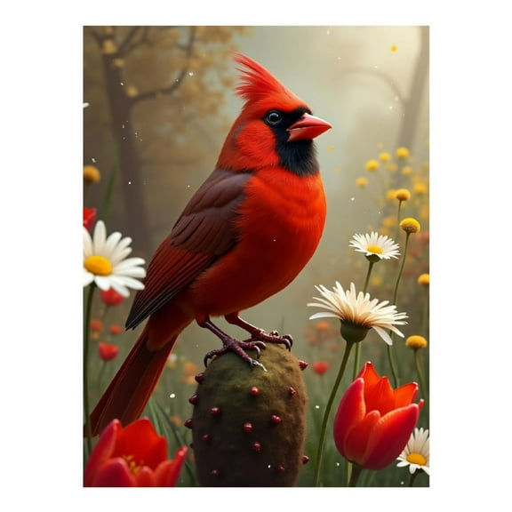 Diamond Art Kits for Adults - Classic Cardinal Bird Bouquet Print No.126 5D Frameless Dimond Painting Kit for Adults Beginner, Round Diamond Kits for Home Wall Decor, Gift for Women