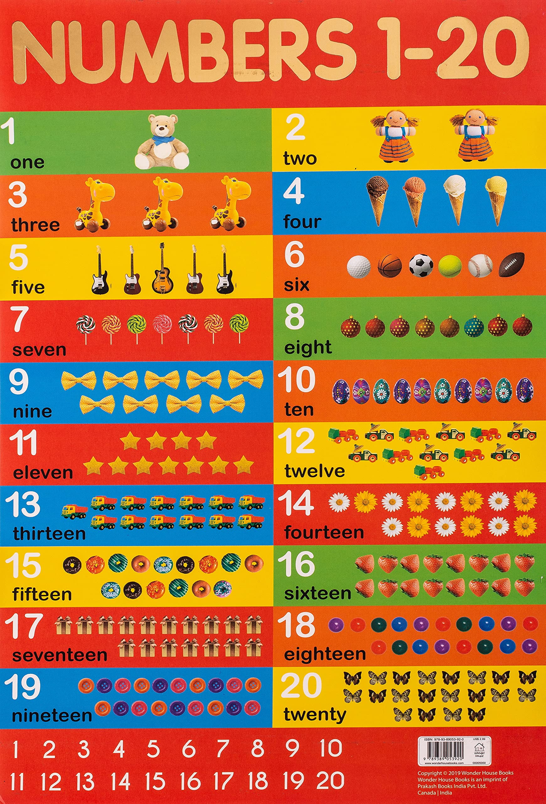 Numbers 1 20 chart early learning educational chart for kids perfect