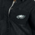 thumbnail image 6 of Women's WEAR by Erin Andrews Black Philadelphia Eagles Washed Oversized Denim Full-Snap Shacket, 6 of 6