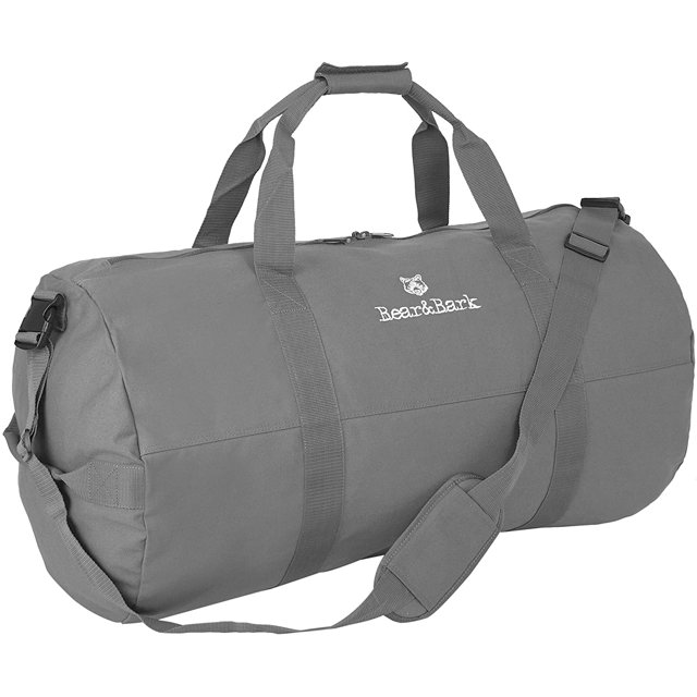 Bear&Bark Standard Travel Military Style Canvas Duffel Bag, 32 x 18 Inch, Gray