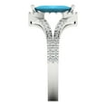 thumbnail image 3 of 1.2ct Marquise Cut Blue Turquoise 18k White Gold Engraving Statement Halo Bridal Wedding Engagement Promise Anniversary Ring for Women Size 10.75, 3 of 7