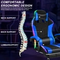 thumbnail image 5 of Gaming Chair with Bluetooth Speakers & LED Lights - Massage Lumbar, Retractable Footrest, Adjustable 90-135° Backrest & Metal Base, 5 of 9