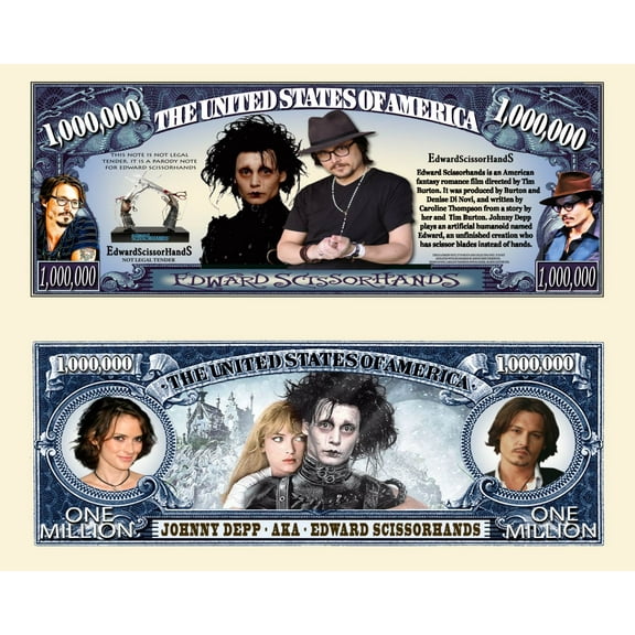 Anime Source Edward Scissorhands Movie Character Commemorative Novelty Million Bill with Semi Rigid Protector