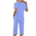 thumbnail image 5 of Tnhcen Women Pajama Set 2 Piece Short Sleeve V Neck Top and Capri Pants Floral Print Lounge Wear Soft Stretch Nightwear Matching Set Summer Sleepwear Casual Home Wear S-2XL, 5 of 7