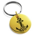 thumbnail image 1 of Stainless Steel Nautical Floral Rose Anchor Engraved Small Medallion Circle Charm Keychain Keyring, 1 of 1