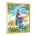 thumbnail image 2 of Designart 'Portrait Beautiful Blond Model At The Beach Sunbathing' Nautical & Coastal Framed Art Print, 2 of 4
