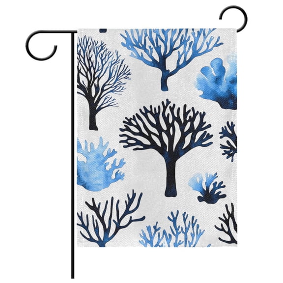 Ryvnso Blue Coral Pattern Garden Flag 12x18 Inch Double Sided Seasonal Yard Decoration