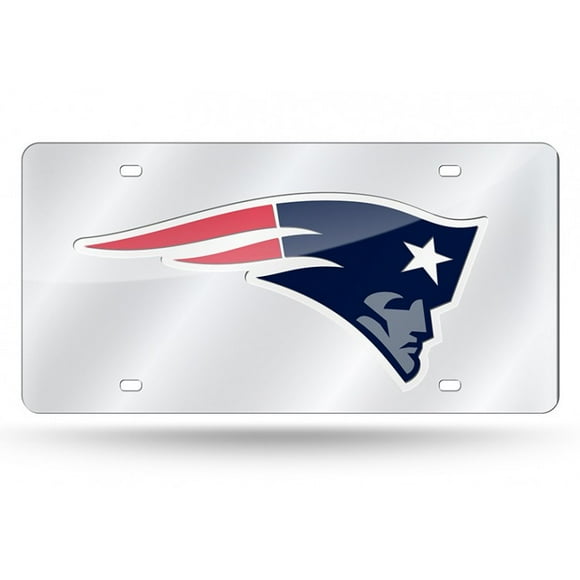 New England Patriots Silver Laser License Plate