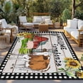thumbnail image 2 of Farmhouse Cow Outdoor Rug 5x7 Ft - Reversible Patio Rug Outdoor Camping Rugs, Country Sunflowers Pig Cabin Barn Wooden Washable Indoor Outdoor Area Rugs, Non-Slip Outdoor Carpet Runner for Deck/Porch, 2 of 8