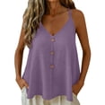 thumbnail image 2 of qelini Linen Tank Tops for Women Plus Size Spaghetti Strap Long Tee V Neck Sleeveless Shirt Solid Color Cloths, 2 of 8
