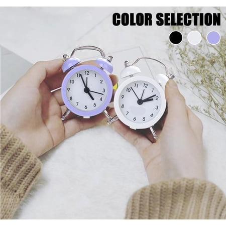 Analog Alarm Clock, Loud Alarm, Retro Clock, Battery Operated Alarm Clock, 4inRound, Twin Bell, Black Decor, Bedside Placement, 1 Pc