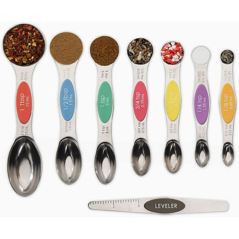 Measuring Cups and Spoons Set Stainless Steel Measuring Cups Double Sided  Stackable Magnetic Measuring