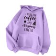 thumbnail image 2 of I Run On Coffee And Christmas Cheer Hoodies for Women Long Sleeve Xmas Hooded Sweatshirt with Pockets Pullover Tops, 2 of 4