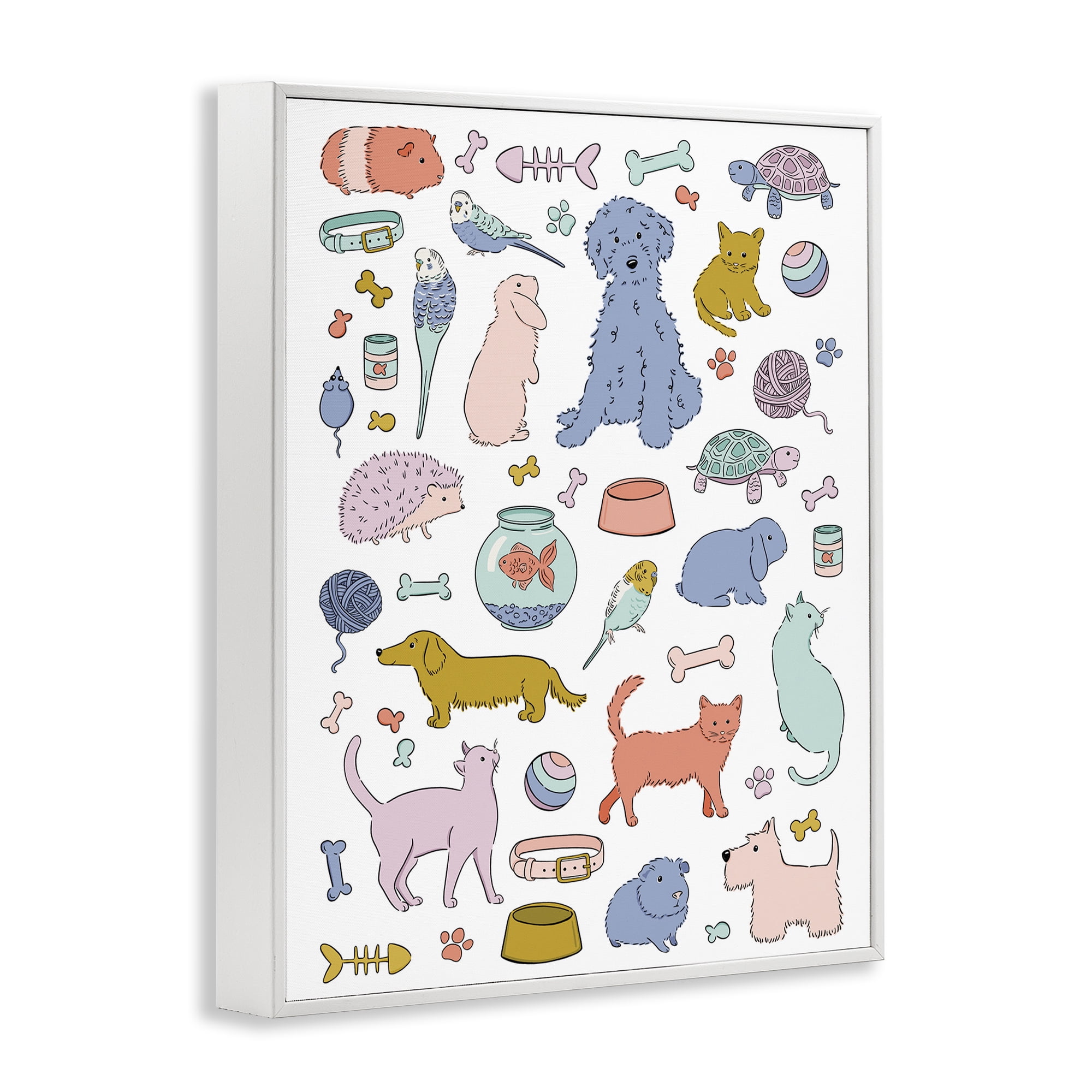 Stupell Industries Pet Shop Menagerie White Framed Giclee Art, design by Bethany Sandoval
