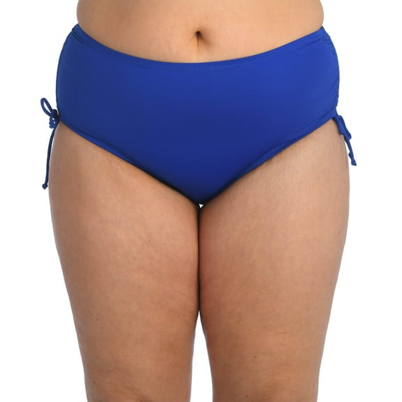 24th & Ocean Solid High Waist Side Tie Hipster Bikini Swimsuit Bottom (Plus Size)