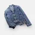 thumbnail image 3 of Kcodviy Veste en Jean pour Femmes Printemps Vestes Décontractées pour Femmes pour l'Automne Automne Veste Courte en Denim Brodée Vestes Décontractées pour Femmes pour le Travail Vestes Manteau Basique, 3 of 7
