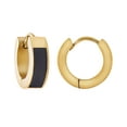 thumbnail image 2 of Black Enamel Huggie Hoop Earrings In 18K Gold Plated Stainless Steel, 2 of 4