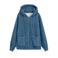 thumbnail image 3 of Lined Jacket Women with Hood Winter Coats Full Zip Hoodie Sherpa Sweatshirt (Blue XL), 3 of 3