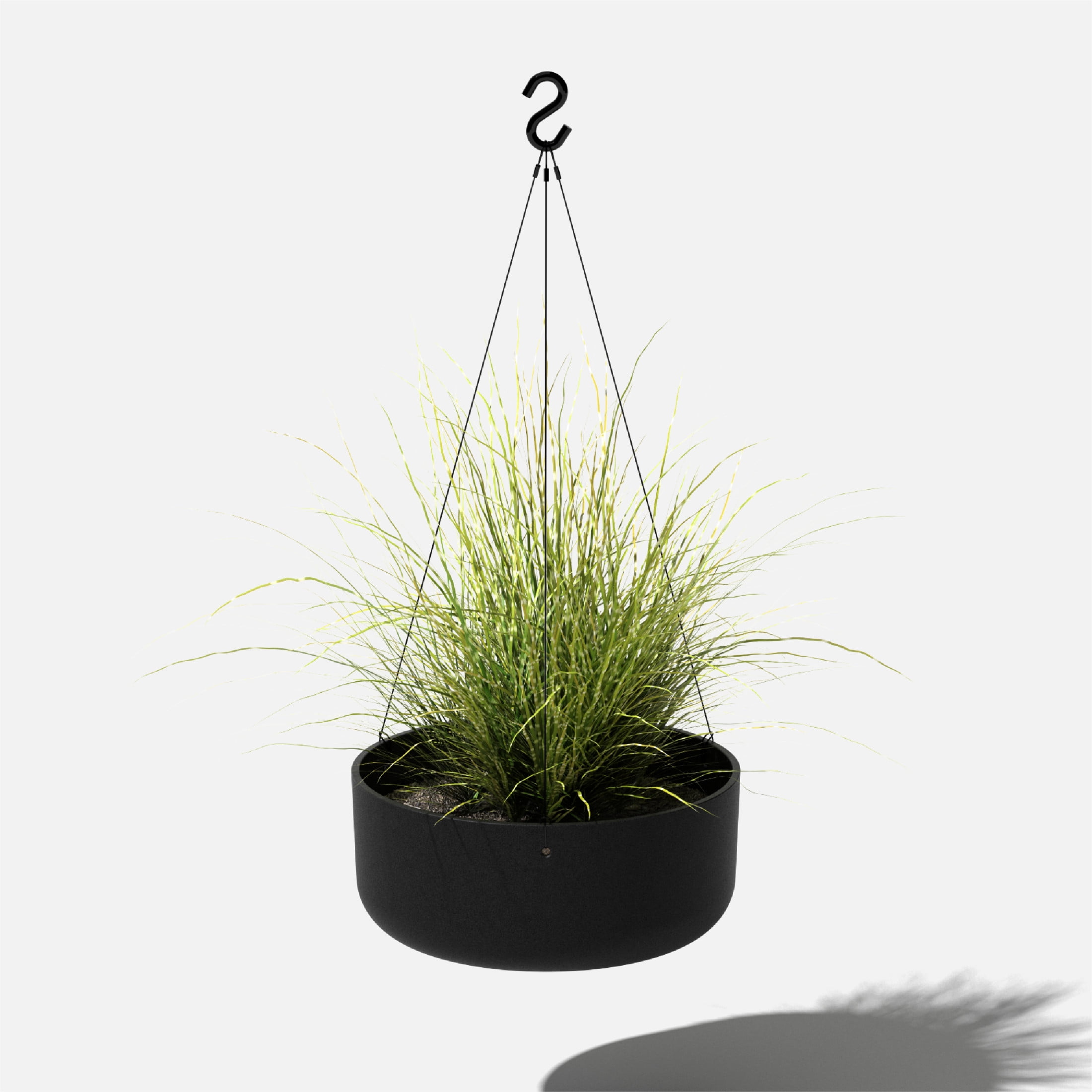Veradek Mason Series Hanging Kona Bowl 14" Plastic-Stone Planter - Black