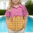 thumbnail image 5 of MGDXOX Kids Short Sleeve Ice Cream Print Button Down Shirts Lightweight Breathable Fabric Spring Summer Fun Casual Wear Pink 3-4 years, 5 of 8