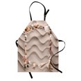 thumbnail image 1 of Natural Color Apron, Square Frame of Seashells in Various Shapes on Wavy Lines Sand, Unisex Kitchen Bib with Adjustable Neck for Cooking Gardening, Adult Size, Pale Tan and Multicolor, by Ambesonne, 1 of 4