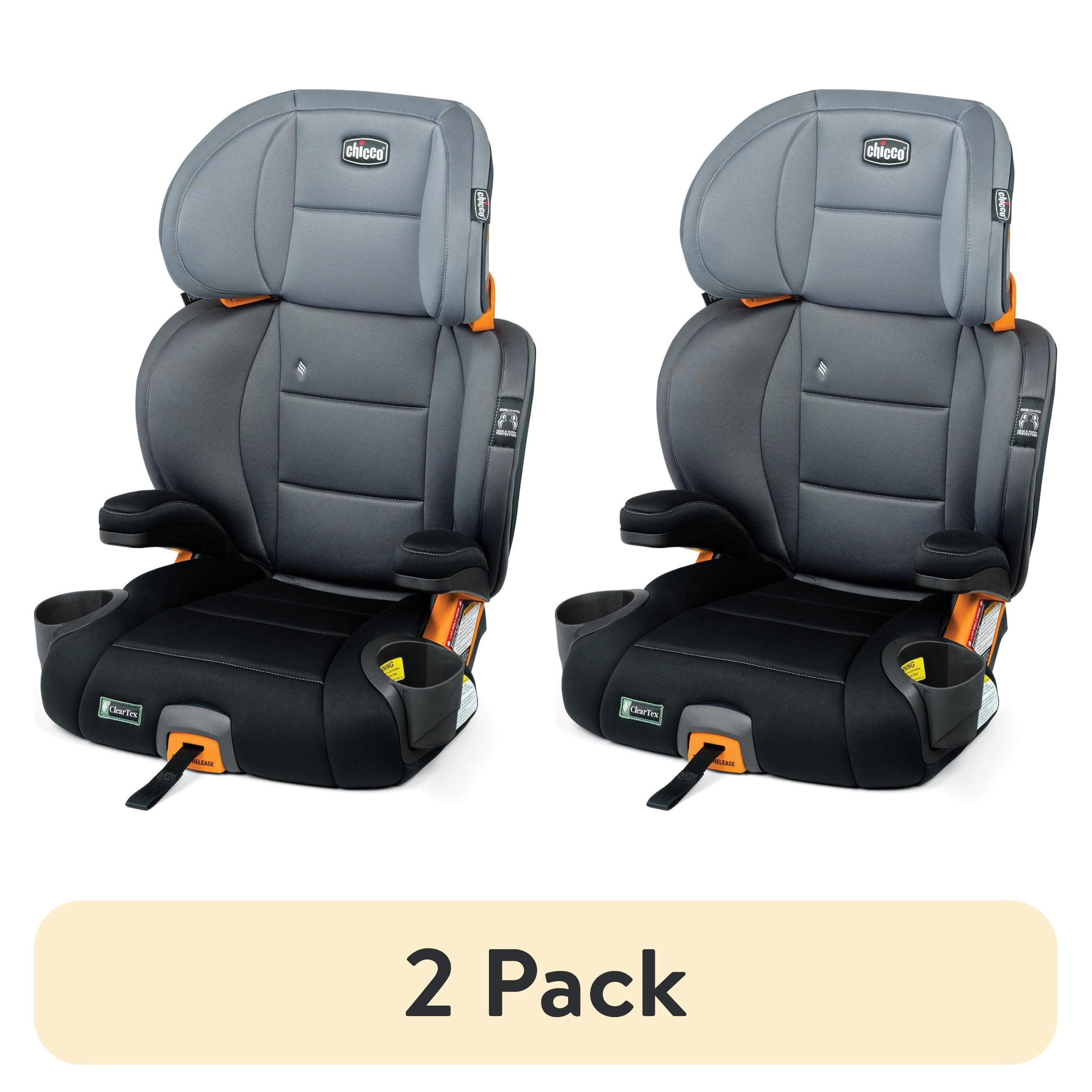 (2 pack) Chicco KidFit ClearTex Plus 2-in-1 Belt Positioning Booster Car Seat - Shadow (Black)
