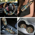 thumbnail image 3 of Yuyamidu Aztec Car Seat Cover Full Set of 15 Sunflowers Car Carpet Mats Universal Steering Wheel Cover Brown Seat Belt Cover Coaster Gear Shift Knob Cover Set, 3 of 6