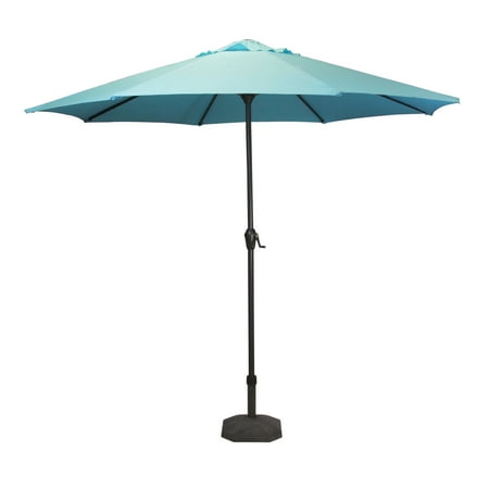 Lb International 8 Octagon Solid Outdoor Patio Market Umbrella With Hand Crank And Tilt Blue Brown