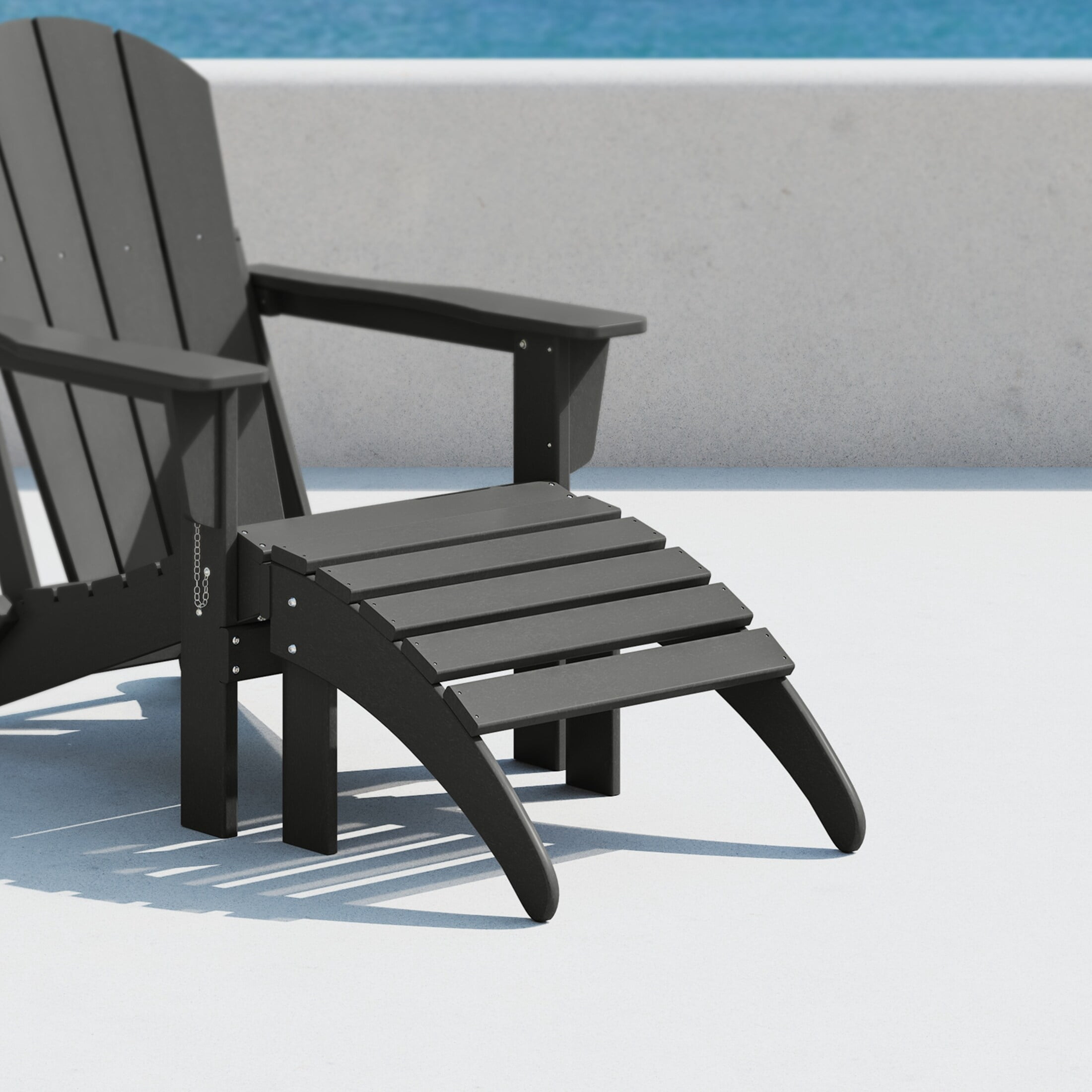 Polytrends Laguna Hdpe All Weather Outdoor Patio Foldable Ottoman Gray