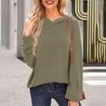 thumbnail image 2 of ATOYSOY Women's Solid Color Pullover with Pockets Loose Ribbed Sweaters Crew Neck Blouses Outwear Long Sleeve Dressy Tunic Tops Fall Winter Casual Hoodie Sweatshirts Green L, 2 of 9
