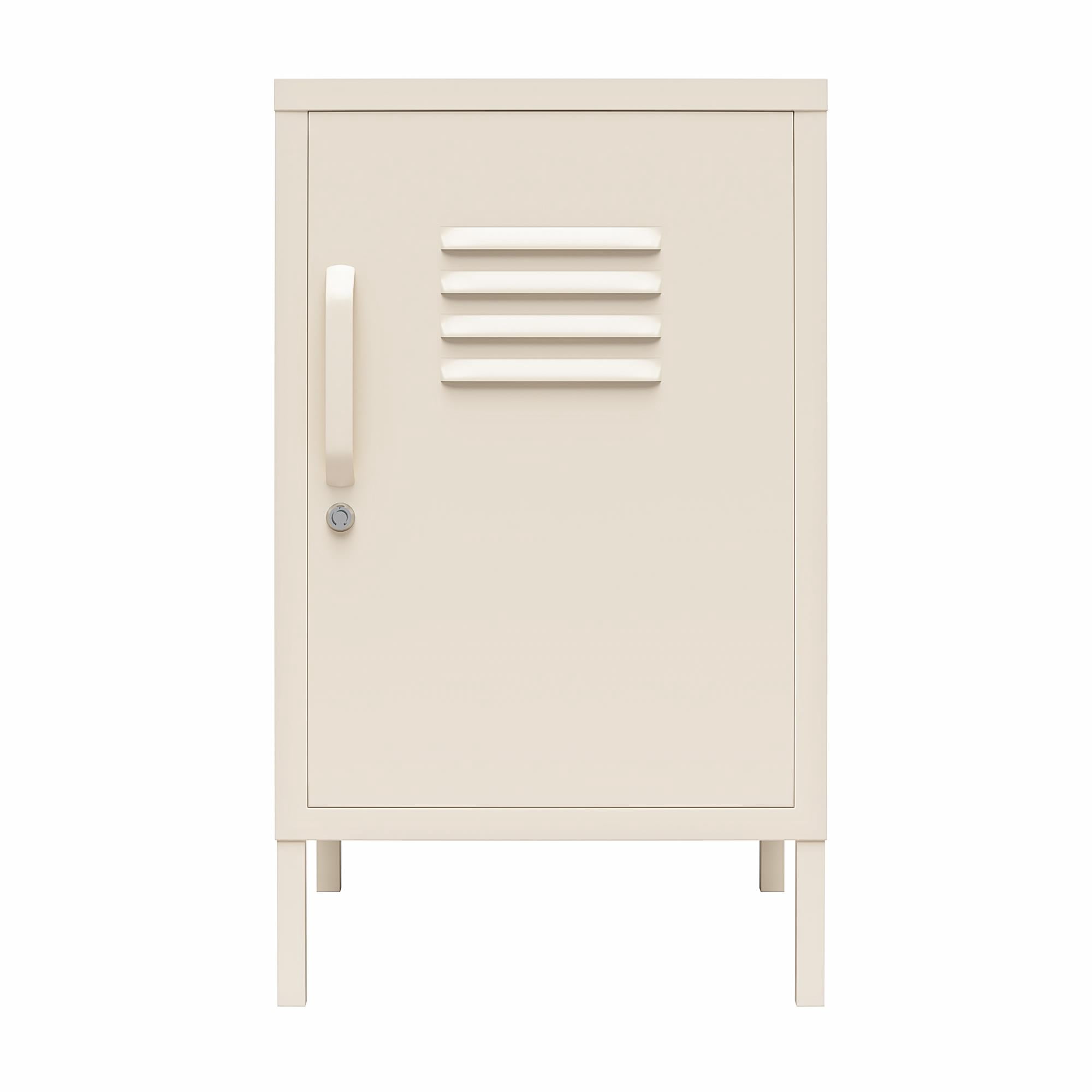 Novogratz Cache Metal Locker Style Living Room End Table, Parchment