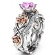 thumbnail image 4 of Conjunto de dos piezas de anillo con gemas de cristal de dos colores y diamantes de Europa y Estados Unidos, 4 of 5