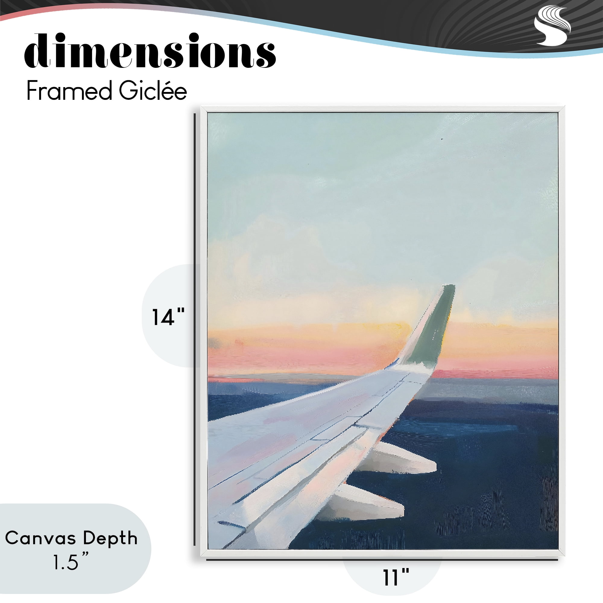 Stupell Industries Airplane Wing Sunset White Framed Giclee Art, design by The Prints Vibe