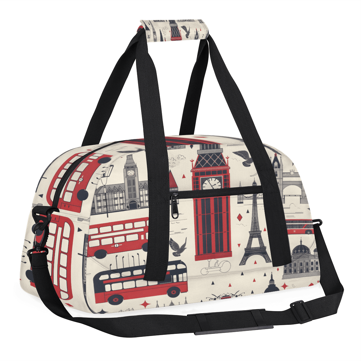 Herdesigns London Sports Duffle Bag for Women & Men, Big Ben England Gym Bag Dance Bag Overnight Bag Carry On Weekender Travel Bag