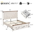 thumbnail image 3 of Amerlife Farmhouse Queen Size Bed Frame with 54" Tall Geometric Headboard & Storage Drawers, White, 3 of 10