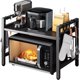 thumbnail image 1 of Estante para microondas,Estante de Microondas Extensible y Ajustable Altura de 2 Niveles,Estante de Almacenamiento de Metal para Cocina con 6 Ganchos,para Cocina Encimera Utensilios de Cocina Horno, 1 of 6