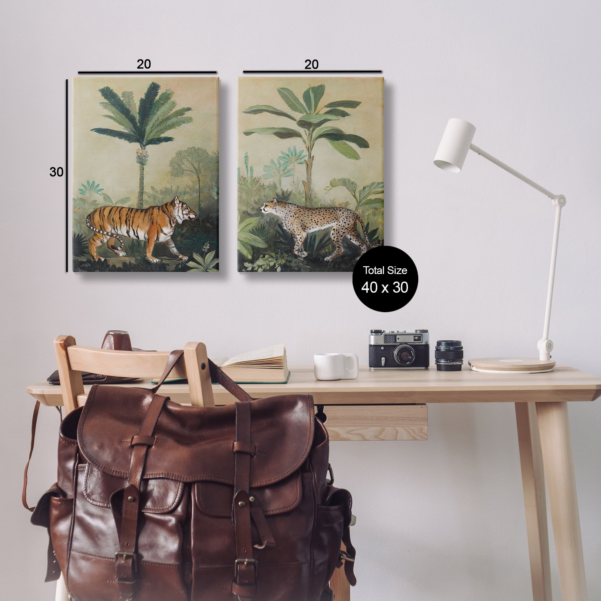 Stupell Industries Tiger Cheetah Jungle Forest Animals Painting Wrapped Canvas Art Print Wall Art, 20 x 30, Set of 2