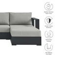 thumbnail image 4 of Modular Lounge Sectional Sofa Set, Grey Gray, Aluminum Metal, Outdoor Patio Balcony Cafe Bistro Garden Hospitality Restaurant, Modern Contemporary HB36637, 4 of 8
