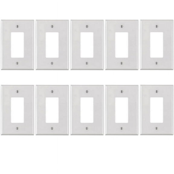 White Plastic 1-Gang Decora Style Wall Face Plate White (10 Pack)