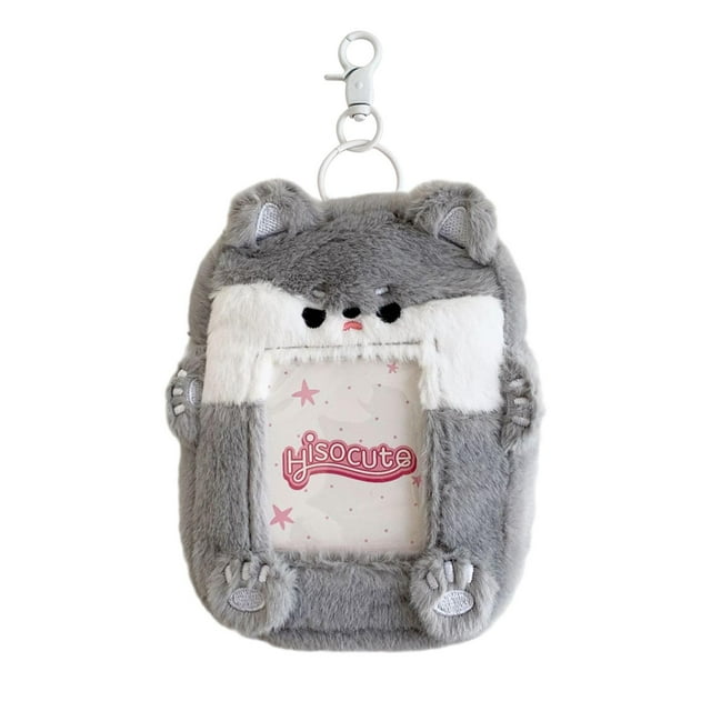 yuksok Photocard Holder Keychain Soft Hanging Decoration for Badges Card ID Cards Grey