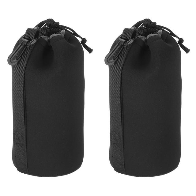Unique Bargains 3.5' IDx9.8' H Sac d'Objectif d'Appareil Photo avec Épais Néoprène de Protection Noir 2Pack