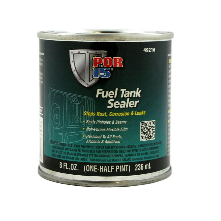 POR-15 49216 Fuel Tank Sealer, 8 oz Can, Semi-Transparent Silver, 250 to  450 sq-ft/gal Coverage, 96 hr Curing