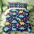 thumbnail image 2 of Manfei Cute Dino Animals Twin Quilt Set,Kawaii Mushroom Stars Twin Coverlet Set,Blue Green,2-Piece,1 Bedspread and 1 Pillowcase, 2 of 7