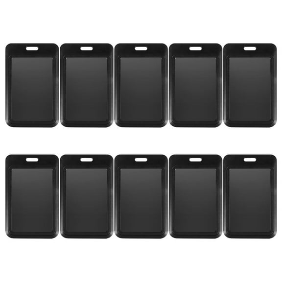 Masteelf 10pcs Heavy Duty Vertical ID Badge Holders Hard Plastic Sliding Card Case with Clear Window for Office School Factory