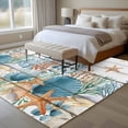 thumbnail image 5 of Marine Life Washable Living Room Rugs 5'x8', Vintage Shell Starfish Coral Eucalyptus Leaves Wood Grain Low Pile Throw Large Area Rug Non-Slip Sturdy Edge Binding Carpet for Living Room Kitchen Office, 5 of 9